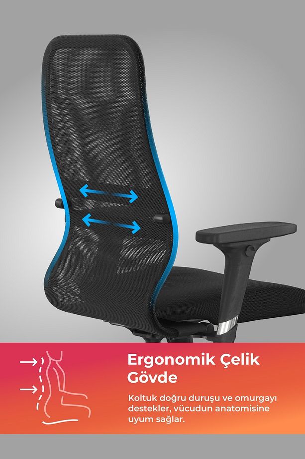 Ergolife Sit 8 Ergonomik Fileli Ofis - Bekleme Koltuğu / Çalışma Sandalyesi - Df.d.1.243 - 3