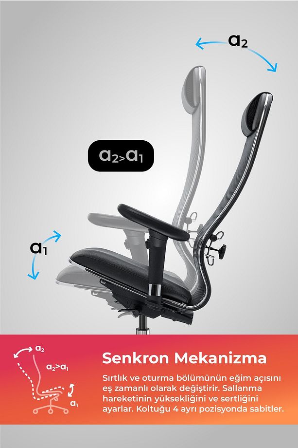Ergolife Fileli Ve Deri Yönetici Koltuğu - Ofis Sandalyesi 1f6.7.1.544 / 0010460 - 4