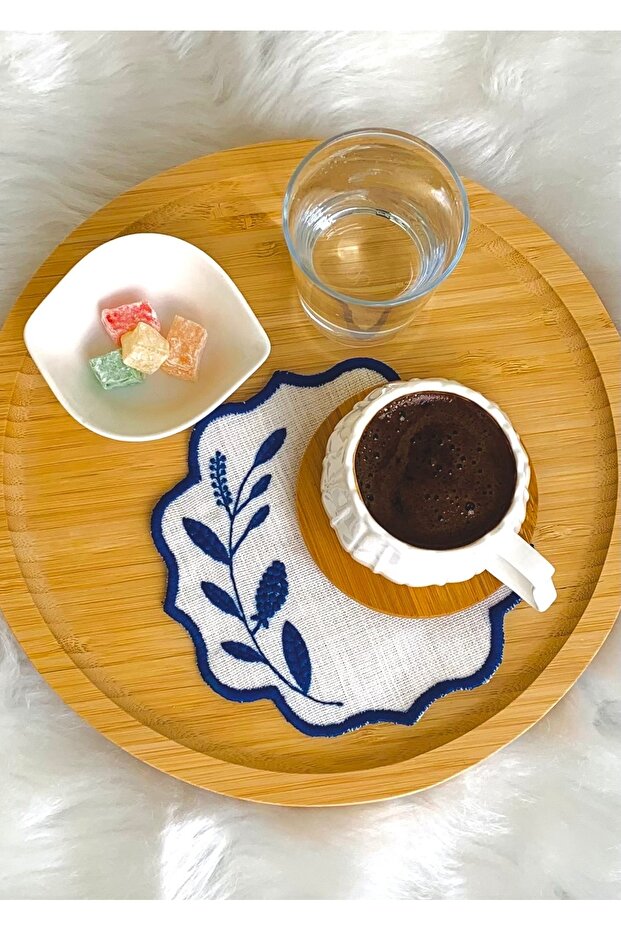 Mixed Color Presentation Napkin, Cocktail Napkin, Coffee Side Presentation Napkin, Embroidered Presentation Napkin Set of 6 - 4