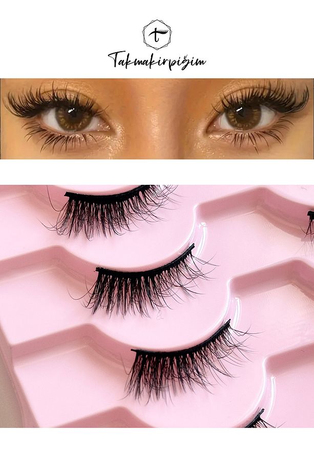 10 Çift Doğal Cat Eye Kedi Göz Takma İpek Kirpik Powerliner Şeffaf Kalem Yapıştırıcı (APARAT HEDİYE) - 4