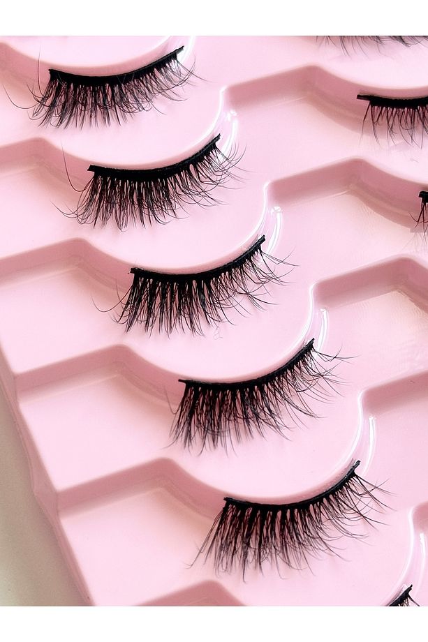 10 Çift Doğal Cat Eye Kedi Göz Takma İpek Kirpik Powerliner Şeffaf Kalem Yapıştırıcı (APARAT HEDİYE) - 7