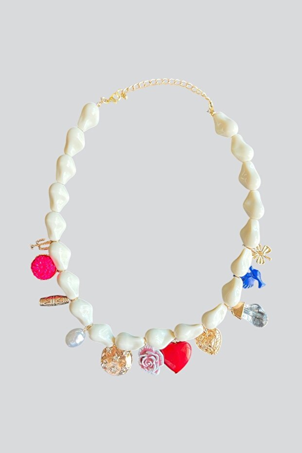 İncili Charmlı Kolye - 3