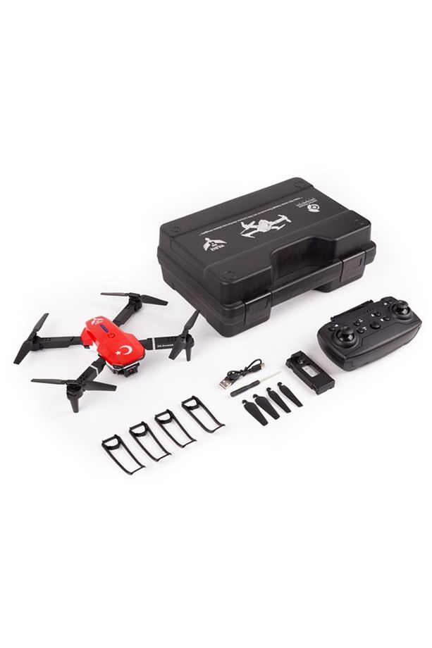 İlk Dronum Katlanır Çift Kameralı Tek Tuşla Iniş Kalkış Başlangıç Drone Modeli (2 BATARYALI,KIRMIZI) - 9
