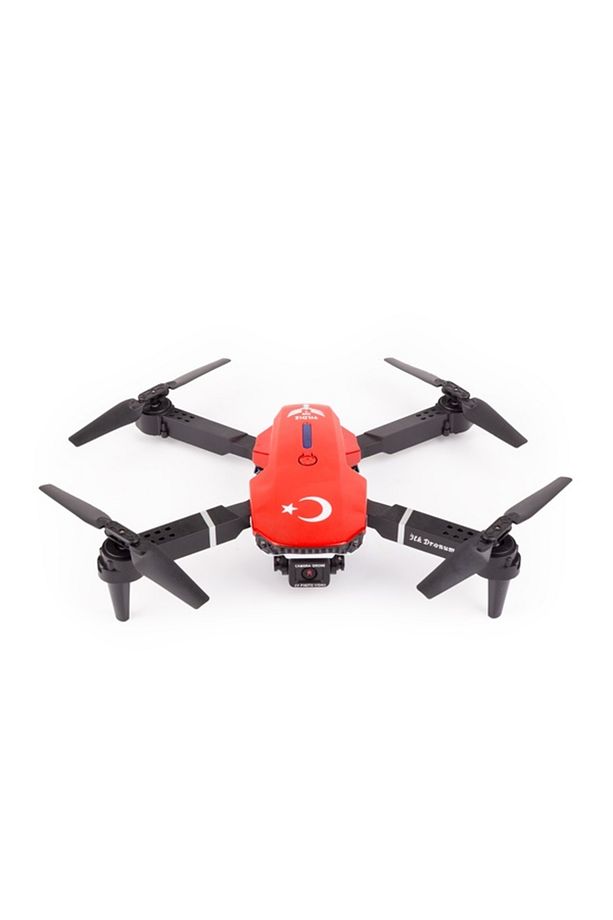 İlk Dronum, Katlanır Çift Kameralı Tek Tuşla Iniş Kalkış Başlangıç Drone Modeli (KIRMIZI) - 1