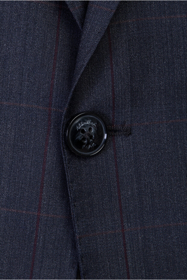 Regular Fit Yünlü Ekose Takım Elbise - 4