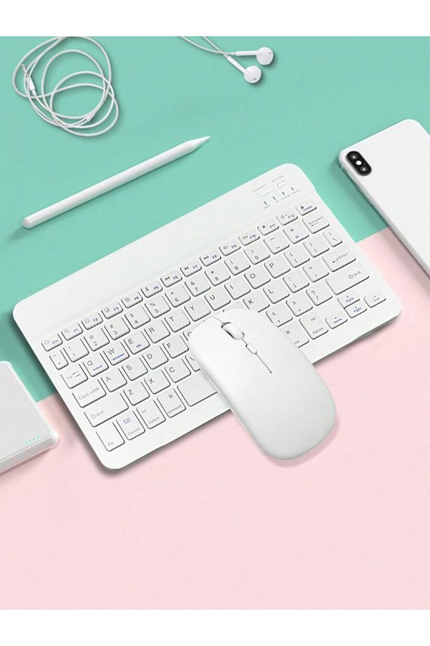 Bluetooth Akıllı Klavye ve Mause Seti Taşınabilir Şarj Edilebilir Kablosuz Tüm Cihazlara Uyumlu - 3
