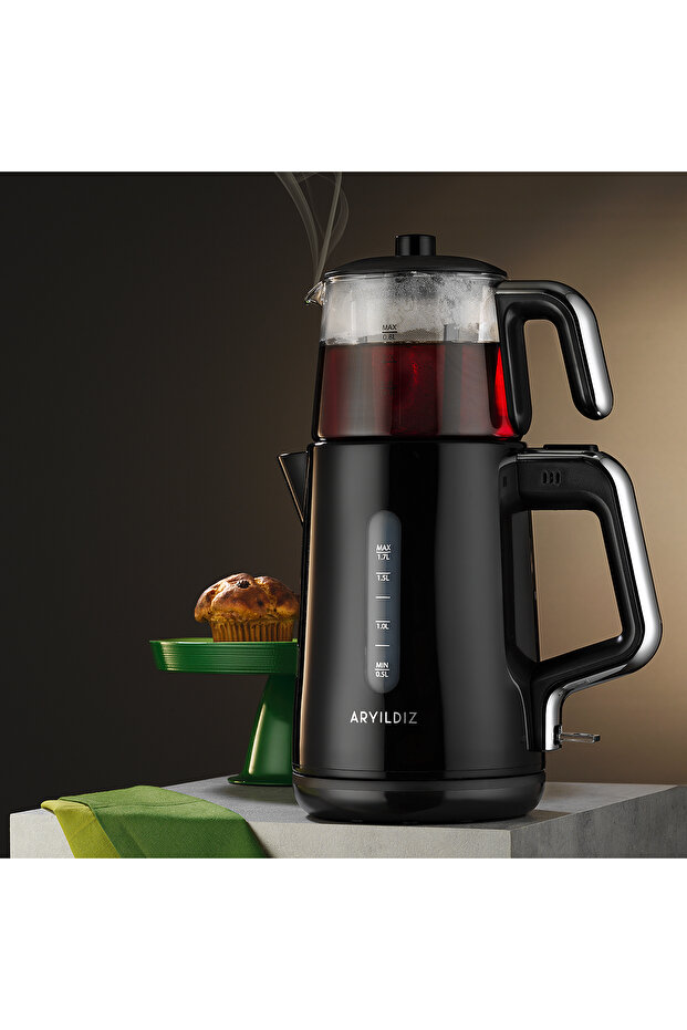 ماكينة صنع الشاي المثالية من الكروم الأسود - 1