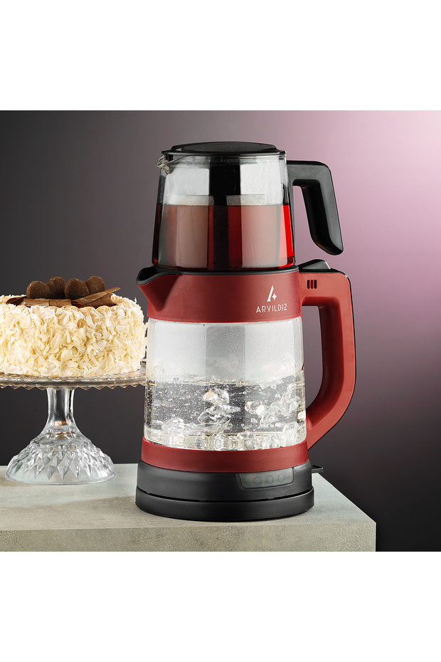 ماكينة صنع الشاي باللون الأحمر - 1