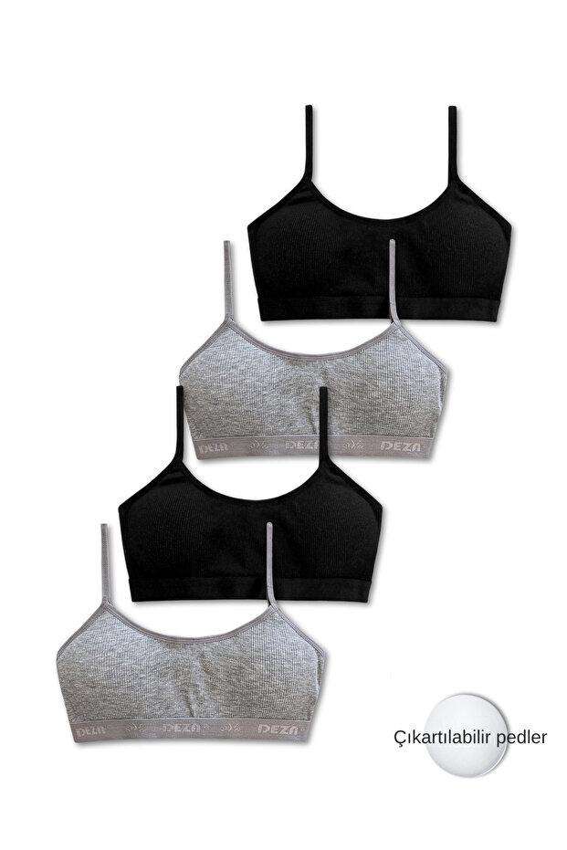 95% Cotton Girls' Thin Strap Training Bra Set of 4 | Half Athlete