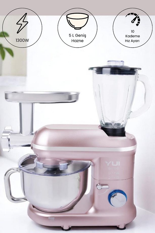 M120 Multi-fonksiyonel 3'ü Bir Arada Stand Mikser Kıyma Setli Ve Blender Özellikli Rose - 2