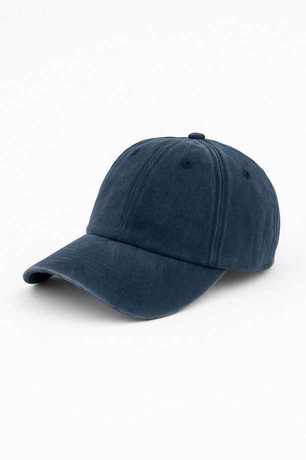 Lacivert Eskitme Model Yıkamalı Unisex Kep Şapka - 8