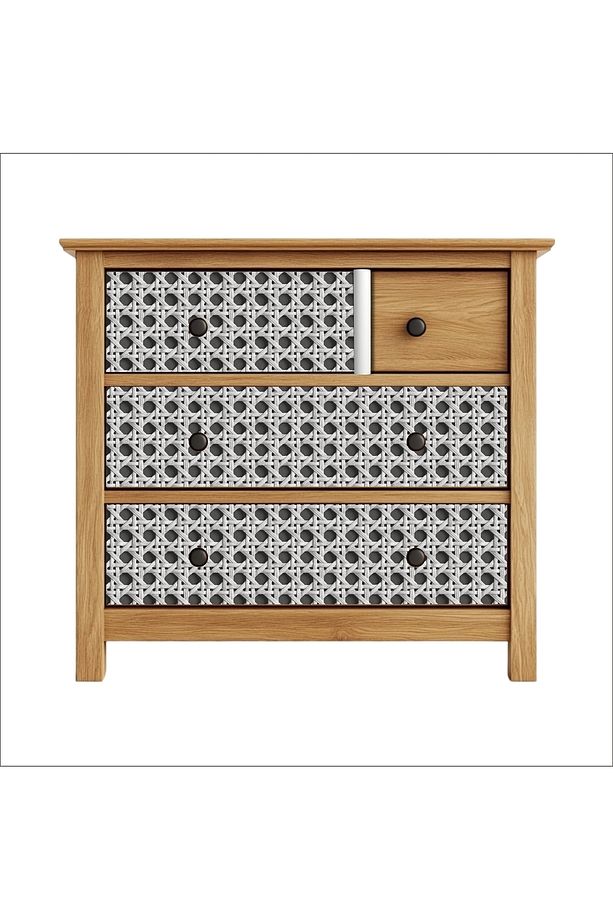 Hasır Rattan Desenli Kendinden Yapışkanlı Laminasyonlu Dolap, Şifonyer Kaplama Folyosu - 6