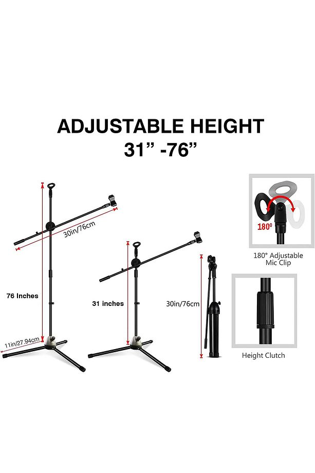 2in1 Mikrofon Stant Katlanabilir Açısı Ayarlanabilir 180cm Maksimum Uzunluk Model 103 - 2
