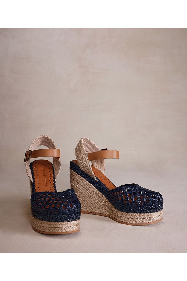 Deri Örgü Yüksek Taban Espadril - 2