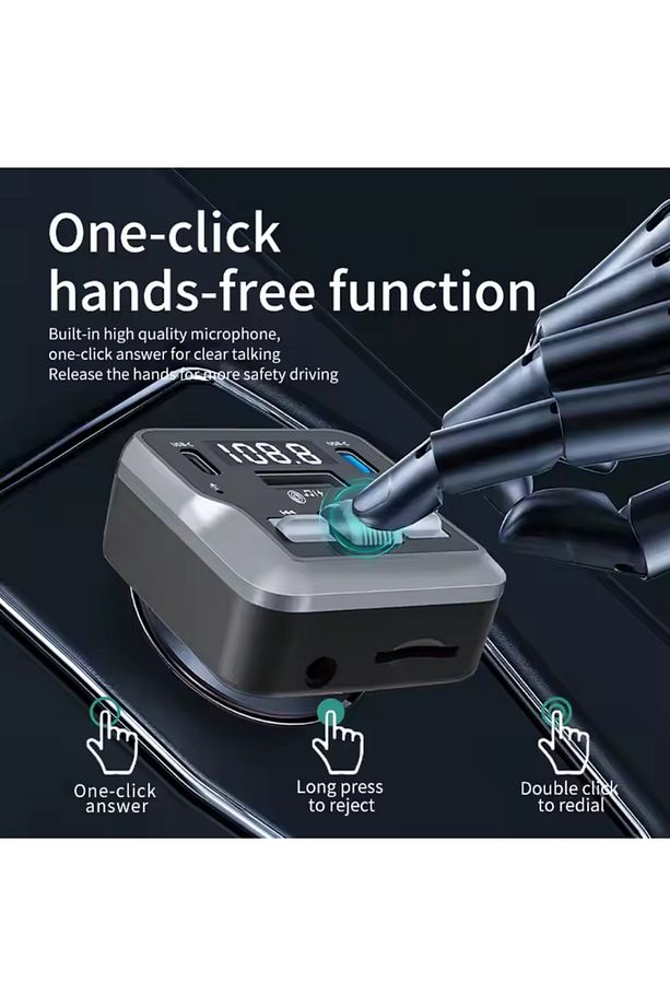 Bluetooth FM Transmitter Araç Kiti C66 | 30W Hızlı Şarj, USB/SD/MP3, Tüm Araçlara Uyumlu - 2