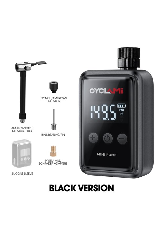 Black Air Pump 150PSI Portable Pocket Bike Electric Air Pump Schrader Presta Valve MTB MINI Recharge