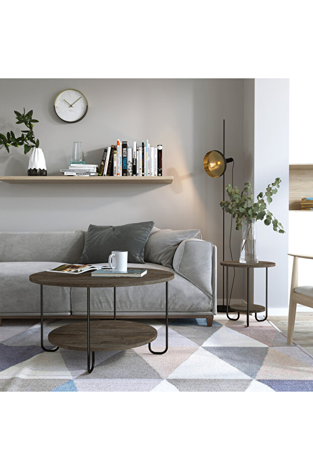 Corro Modern Coffee Table Dark Coffee Multipurpose H 45cm Dark Brown