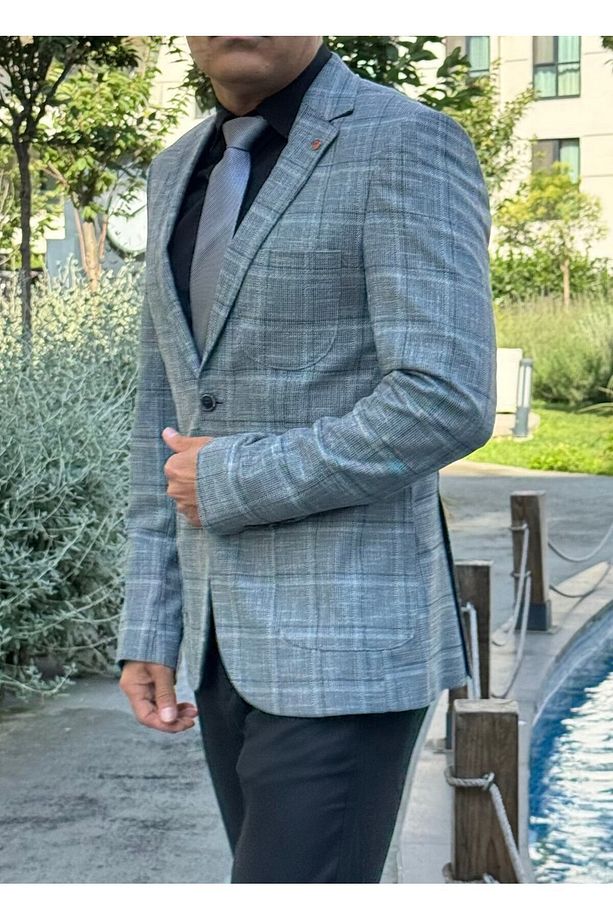 Slim Fit Blazer Tek Ceket 7148-1 R1 Siyah - 3