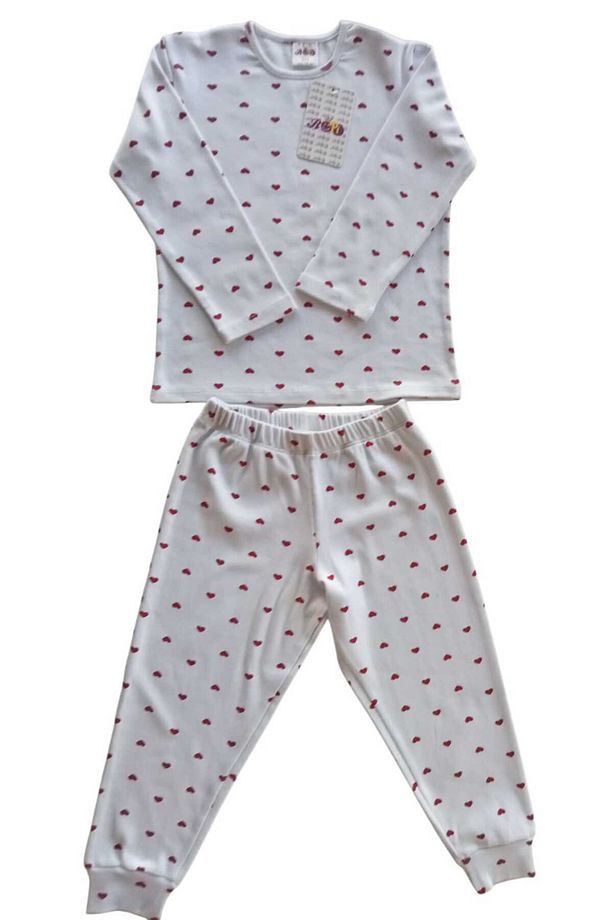 Kız Çocuk Kalp Desenli Pijama Takımı - 2