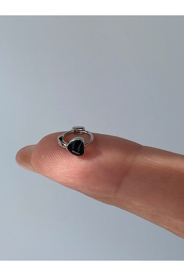 Kalp Siyah Tragus Helıx Lobe Piercingi 6 Mm - 3