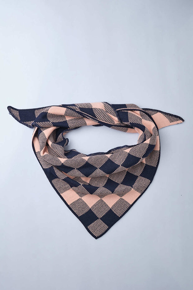 Checkered Patterned Knitwear Scarf - 3