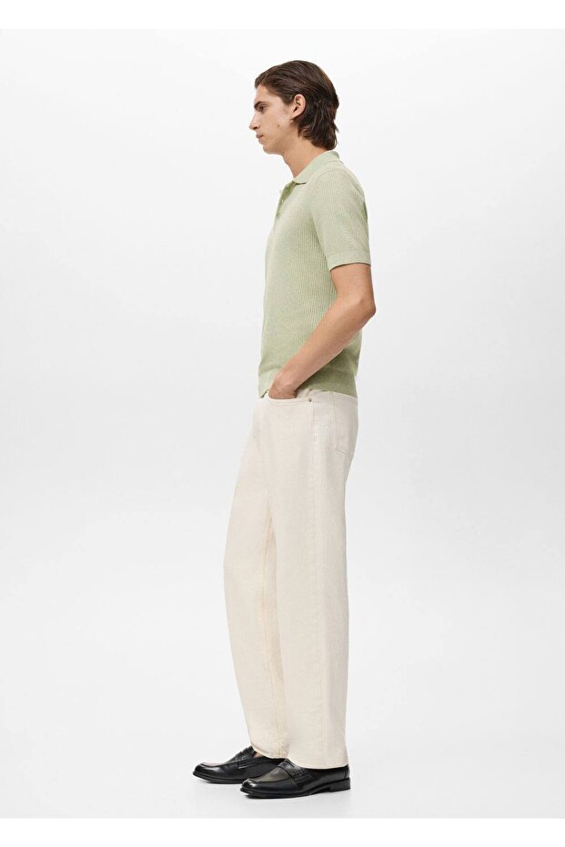 Fitilli örgü polo gömlek - 5