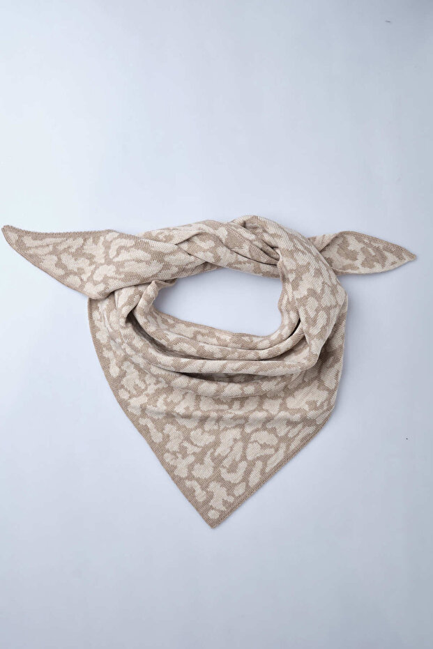 Leopar Desenli Triko Fular - 4