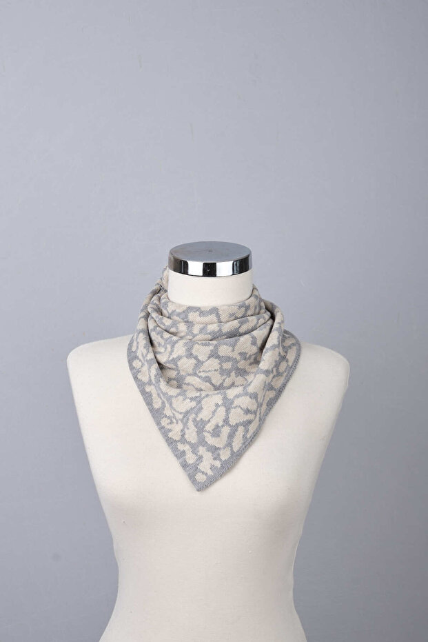 Leopar Desenli Triko Fular - 3