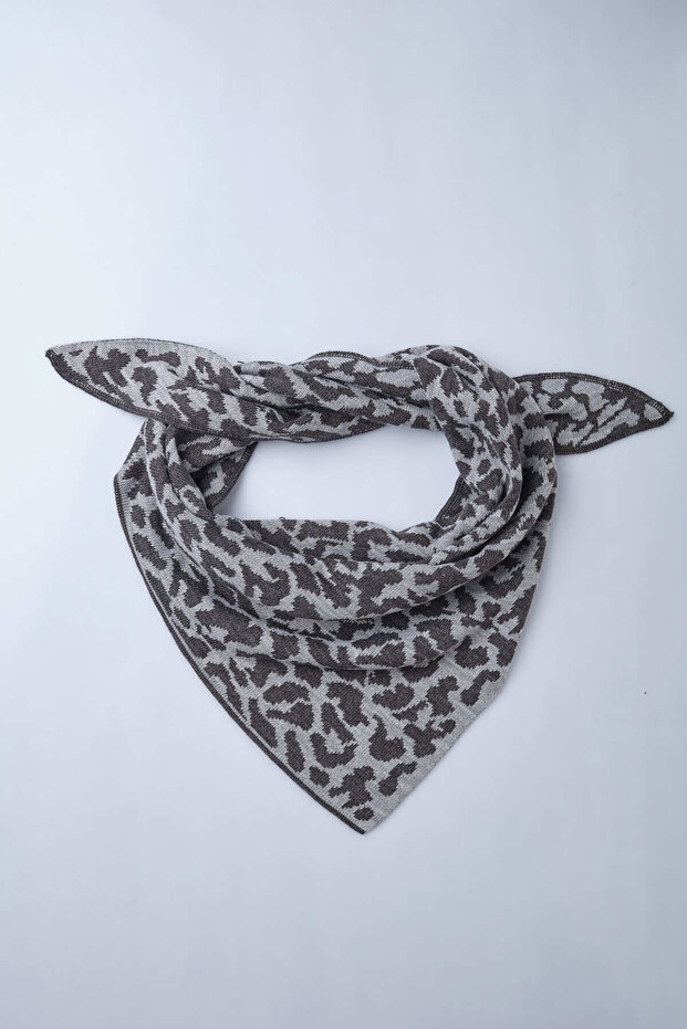 Leopar Desenli Triko Fular - 4