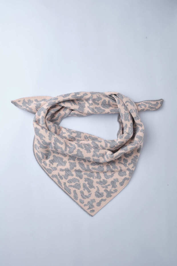 Leopar Desenli Triko Fular - 3