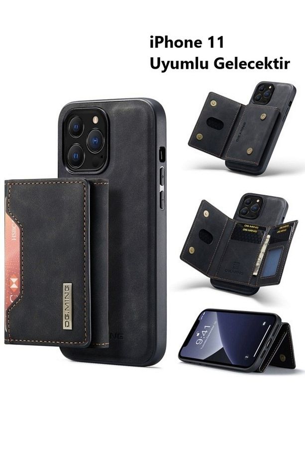 Iphone 11 DG Mıng 2 Parça Ayrılabilir Güçlü Manyetik Cüzdanlı Kılıf - 1