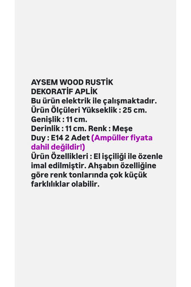 Yansıtma Tasarımlı Çift Yönlü Ahşap Salon Hol Cafe Otel Duvar Aplik Avize - 5