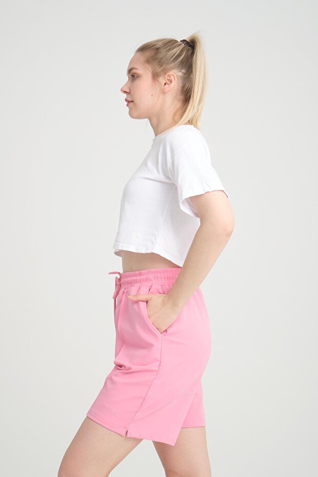 5001 Kadın Esnek Kumaşlı Kordonlu Nakışlı Cepli 2 Iplik Penye Kumaşşort - 9