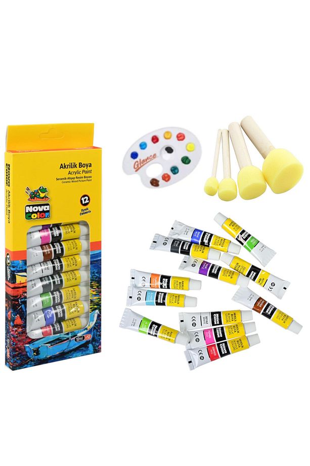 Nova Color 12 Renk Akrilik Boya Tüp 12 ml 25x35 Tuval Set - 7