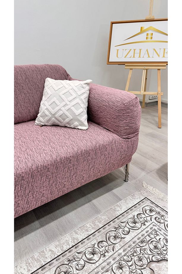 Streç Lastikli Esnek Yıkanabilir Pamuklu 3+2+1+1 Jakarlı Koltuk Örtüsü Takımı Koltuk Kılıfı - 3