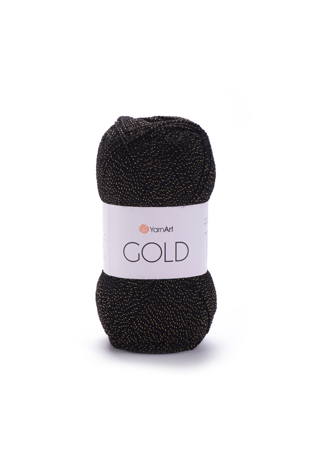 Gold - Glitter Hand Knitting Thread Black-gold Glitter-9004
