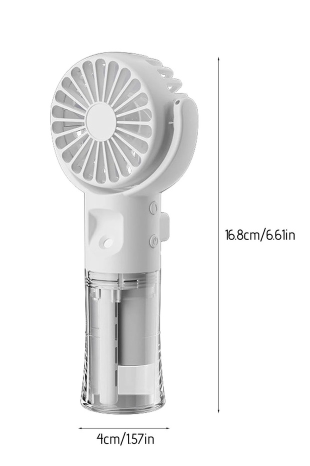 Su Püskürtmeli Masa ve El Fanı+Nemlendirici 2in1 3 Kademe Hız Boyun İpli Güçlü Pervaneli Vantilatör - 7