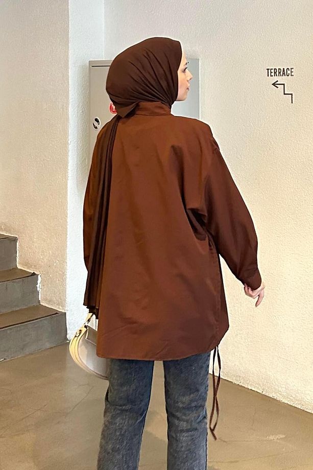 Oversize Gömlek Acı Kahve - 4