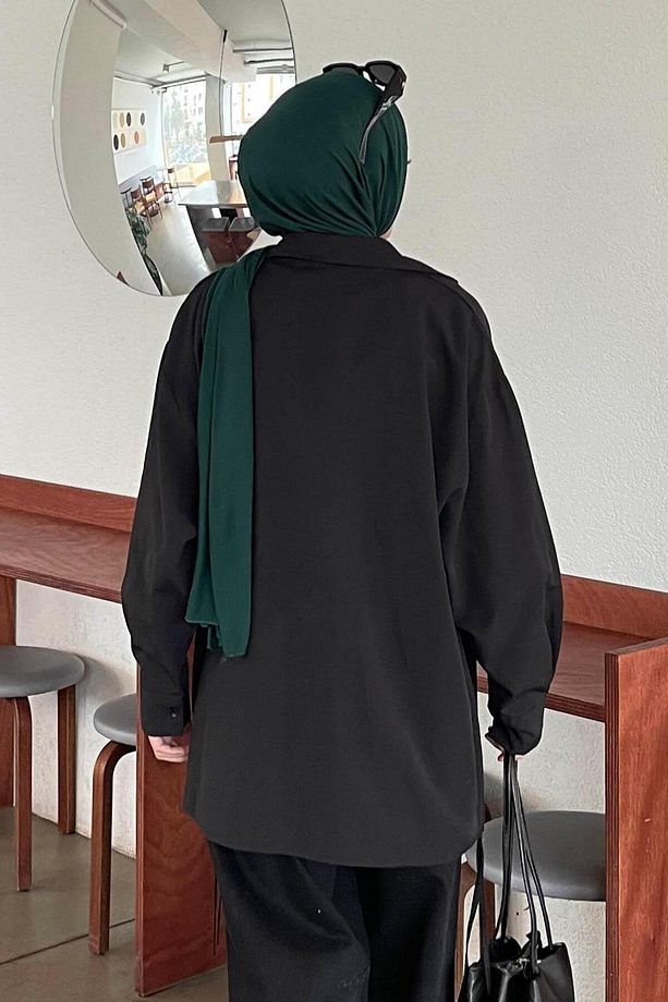 Oversize Gömlek Siyah - 4