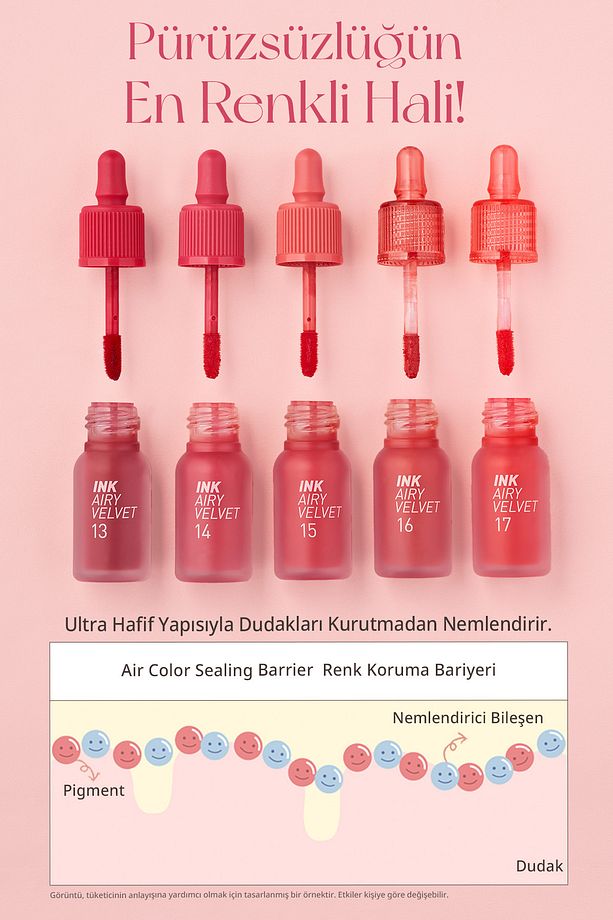 Uzun Süre Kalıcı ve Hafif Formüllü, Kadife Bitişli Tint PERIPERA Ink Airy Velvet (15 Soft Coral) - 5