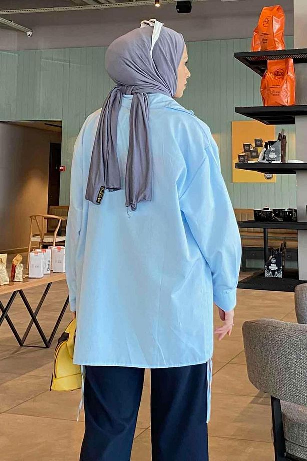 Oversize Gömlek Bebe Mavisi - 4