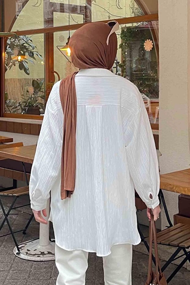 Kraşlı Gömlek Beyaz - 4