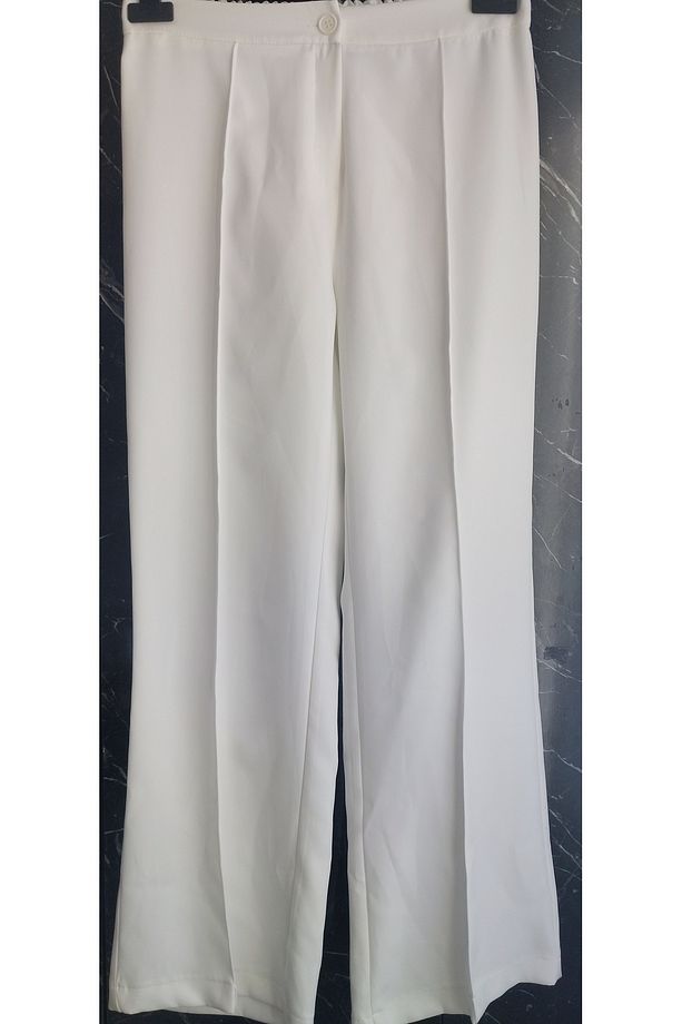 Kadın Çımalı Yazlık Ekru Krep Pantolon - 1