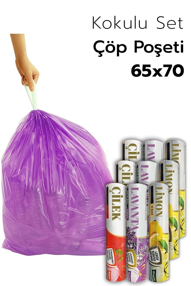 9 Rulo 90 Adet Çok Avantajlı Paket 65x70 Mega Boy Büzgüllü Çöp Torbası 60 Lt - | Çöp Poşeti - 1