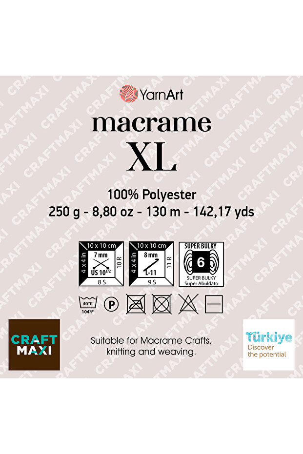 مكرامية Xl - خيط مكرامية للحياكة اليدوية أرجواني-135 - 2