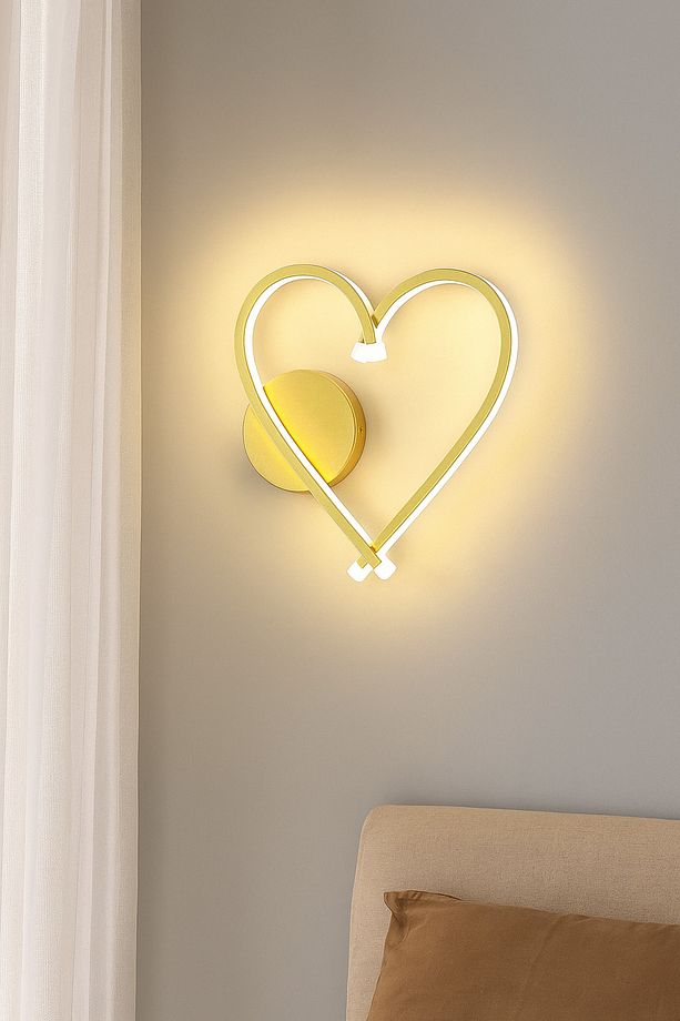 Kalp Modern Tasarım Eskitme Renk Gün Işığı Ledli Çocuk Odası Banyo - Mutfak - Salon Led Duvar Aplik - 1