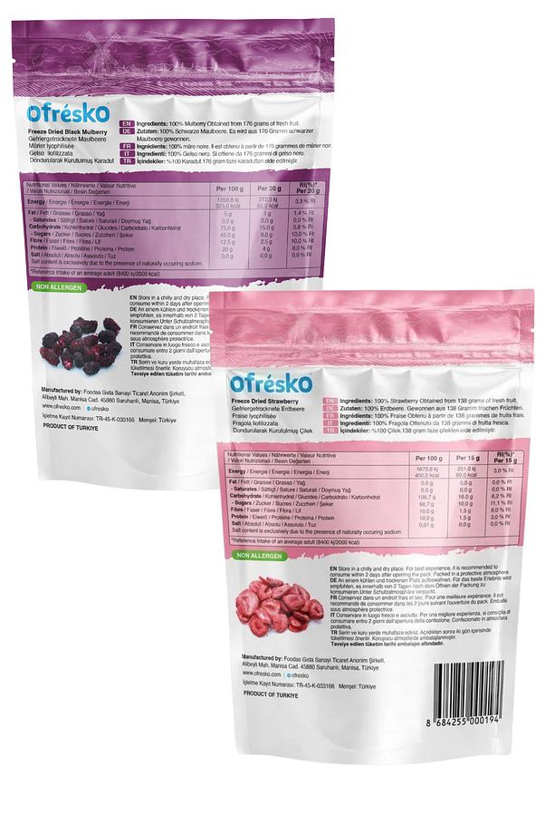 Kuru Meyve Cipsi 2'li Mix Paket – Dondurularak Kurutulmuş Karadut Ve Çilek - Kuru Meyve - 5