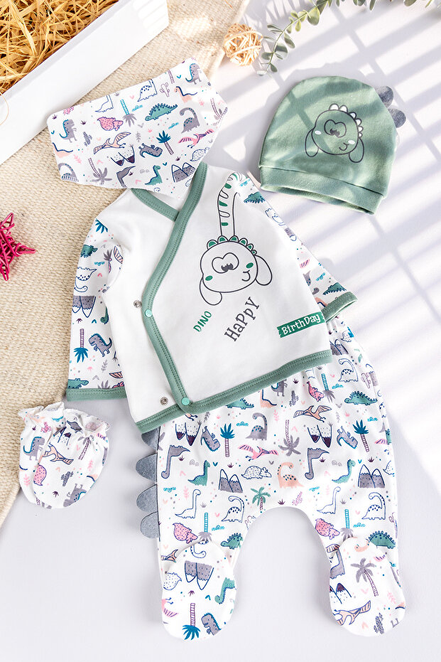 Dino Themed 5 Piece Baby Hospital Output Baby Set