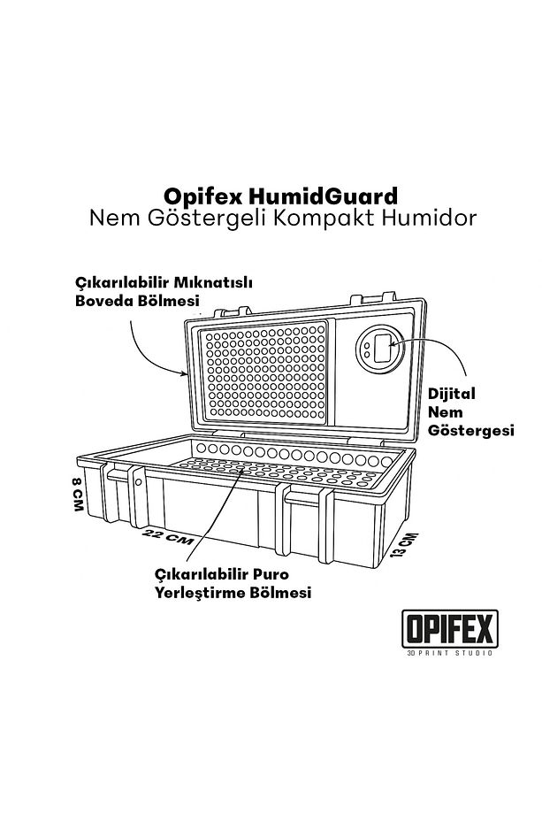 3D Humidor Taşınabilir Puro Kutusu - 6
