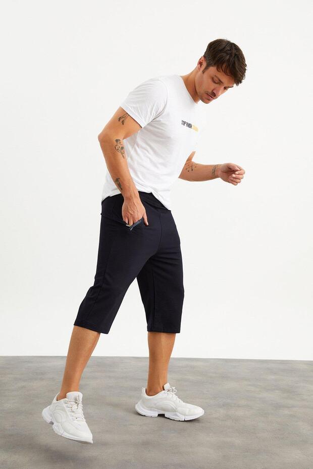 201762 Cep Nakış Detaylı Erkek Kapri - 3